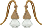 2-Pack Hanging Car Air Freshener, Refillable Glass Diffuser Bottle with Wooden Cap, Drift Car Freshener for Essential Oils, Long-Lasting Scent - Car Accessories for Women Men-Rhombus