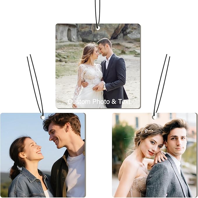 Custom Air Freshener with Picture - Photo Air Freshener for Car,Double-Sided Customized Photo Text, Personalized Gift for Boyfriend Men Car (Square)