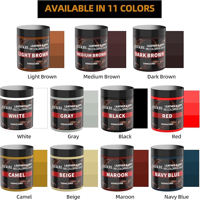 Leather Recoloring Balm, Leather Color Restorer, Leather Restorer for Couches, Leather Scratch Remover, Leather Scratch Repair, Leather Repair Kit for Furniture, Leather Dye (Gray)