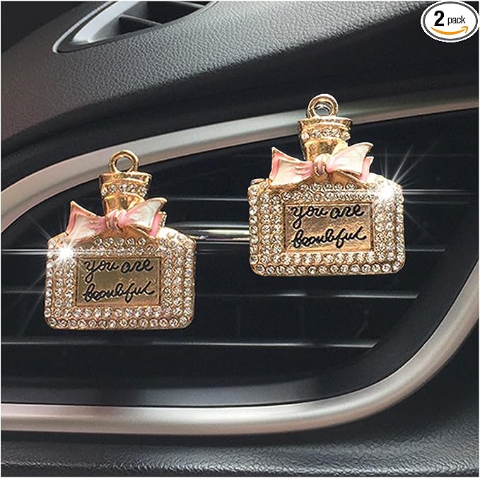 Bling Rhinestone Car Air Vent Clip Charms - 2Pcs Crystal Car Accessories for Women, Interior Decoration