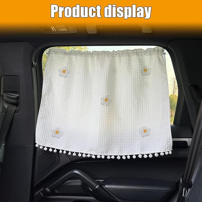 Car Side Window Sun Shade Privacy Curtain for Baby - Blackout UV Protection Car Window Shades with Suction Cup for Back Seat - Cute Auto Camping Windows Screen Shades (Five Small Flowers)