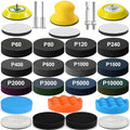 137Pcs 3 Inch Sanding Disc Polishing Kit, Headlight Restoration Kit, 60-10000 Grit Wet Dry Hook & Loop Sandpapers, Wool Sponge Polishing Pads for Drill Rotary Tools Car Wood Metal Resin Glass