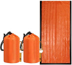 Waterproof Emergency Sleeping Bag with Whistle, 2 Pack Mylar Thermal Bivy Sack for Survival, Camping, Hiking with Emergency Blankets, Survival Kit Supplies