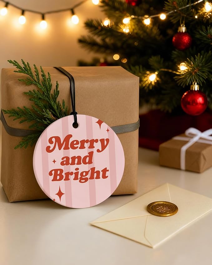 Boho Christmas Car Air Freshener 4 Pcs, Merry and Bright Xmas Santa Claus Hanging Air Freshener for Cars Closet Drawer Books, Retro Christmas Car Accessories Mirror Decor for Women