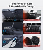 2025 Ice-Shield Car Windshield Sun Shade [100% Sun Block, 4th-Gen Cooling Tech] Reflective Heat Insulation, Portable Foldable Front Window Sunshade Umbrella for Truck/MPVs/Vans - Universal Fit 61"x39"