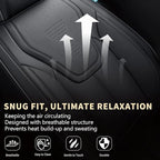 FLORICH Front Car Seat Covers, Luxury Waterproof Faux Leather Seat Covers Cushion, Black Car Seat Cover Protectors Universal Fit for Most 5 Seats Vehicles - Black