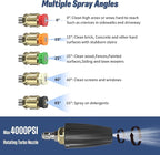 Pressure Washer Tips Turbo Nozzle, Max 4000 PSI 360°Rotating Power Washer Nozzles with 1/4" Quick Connect, 5 Spray Nozzle Tips for Cleaning Brick, Concrete, 4.0 GPM 4.0 Orifice