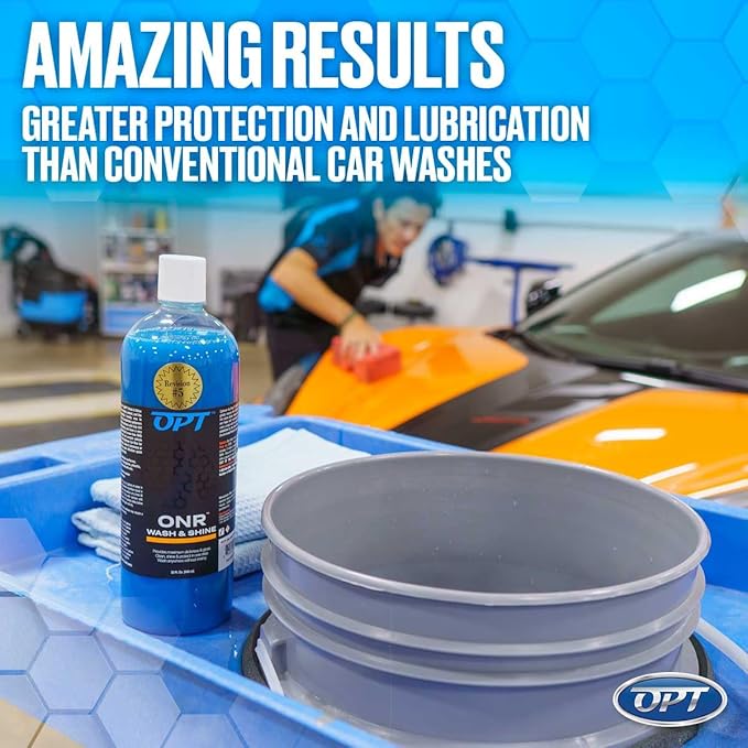 Optimum No Rinse Version 5 (32 Oz), Microfiber Drying Towel, and Big Red Sponge (BRS) Car Cleaning Kit, ONR Rinseless Car Wash, Drying Towel, and Wash Sponge for Washing and Auto Detailing