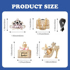 4PCS Bling Air Freshener Vent Clip, Crystal Diamond High Heel Shoe Bag Crown Perfume Bottle Diffuser Vent Clip Cute Car Bling Accessories Decoration for Women (Gold)
