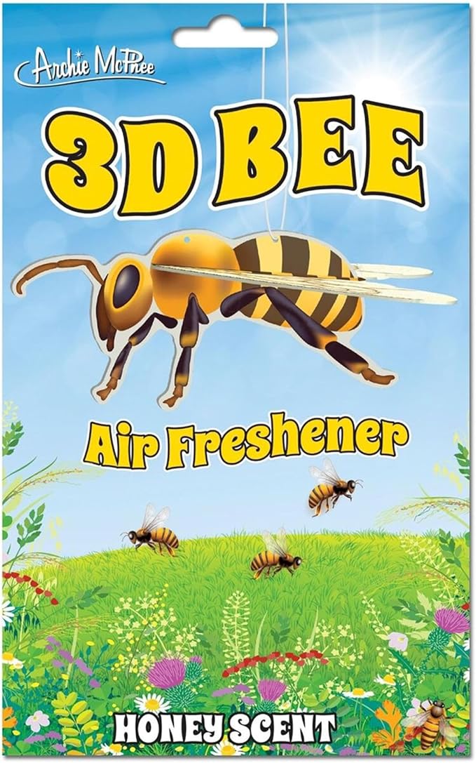 Archie McPhee 3D BEE AIR FRESHENER, Yellow, one Size