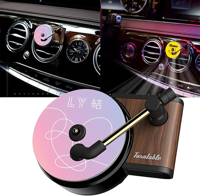 BTSS Car Vent Clip Aromatherapy Fragrance Diffuser, Air Diffusers Freshener, Car Record Player Design Turntable Perfume Vent Outlet (pink-3pcs)
