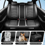 Fit Prius Car Seat Covers for Toyota Prius 2001-2025 2026 -Full Set Premium Leather, Waterproof, Breathable，All-Weather Seat Cushion Protecto & Airbag Compatible, 5-Seats White Line Black
