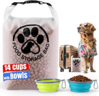 Pet Food Storage Bag for Travel - Transparent Leak-Proof Dog Food Container with Roll-Top Closure, Keeps Kibble Fresh for Camping Trip, Dog Boarding, Weekend Getaways (14 Cups+bowl)