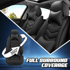 Car Seat Covers for Fiat 500 2012-2019, Premium Nappa Leather Car Seat Cover, Stylish Sport Seat Covers， Automobile Seat Cover Sets.(Luxury 5 Seats/Pure Black)