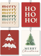 Christmas Car Air Freshener 4 Pcs - Merry Christmas Tree Winter Air Freshener Hanging Decor for Cars Closet Drawer Books, Gilry Winter Santa Tree Car Accessories Mirror Decor for Women