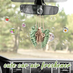Cute Crochet Plant Car Freshener 12ml Empty Refillable Diffuser Bottle with Plants Hanging Accessories for Rearview Mirror Home Office Decor Women Mother's Day Gifts(Fern)