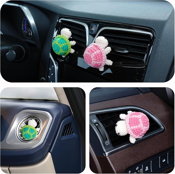 Wonhibo 2 Pack Turtle Car Air Freshener Vent Clip, 2 Pack Cute Soft Stuffed Animal Vent Decor Car Accessories for Women