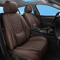 Car Seat Covers Full Set Brown,Luxury Faux Leather Car Seat Covers Waterproof Non-Slip Seat Protector Universal Fit for Most Cars SUVs Trucks Pick-ups, Car Accessories Interior(Brown-Full Set)
