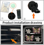 Bling Butterfly Air Vent Clips, 4 Pcs Crystal Daisy Car Air Fresheners, Rhinestone Diamond Flower Car Decoration