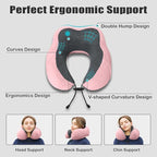 Travel Pillow, Memory Foam Neck Pillow for Traveling, U Shape Neck Pillow Airplane Portable Flight Pillow Travel Kit with 4D Contoured Eye Masks and Earplug for Plane Train Car Home Office - Pink