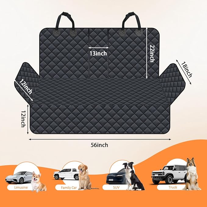 Dog Car Seat Cover for Back Seat Pet Cover for Dogs, Waterproof Nonslip Car Seat Covers Protector Scratchproof Pet Bench Seat Covers for Cars, Truck, SUV