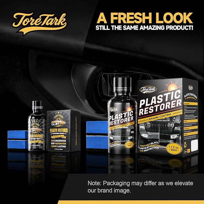 Plastic Restorer for Cars, Not a Dressing, Black Trim Restorer, Ceramic Crystal Coating Highly Concentrated, Lasting Up to 6 Months+ with UV Protection, Restore Automotive Exterior 50ml*2