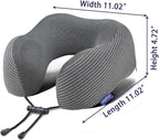 napfun Neck Pillow for Traveling, Upgraded Travel Neck Pillow for Airplane 100% Pure Memory Foam Travel Pillow for Flight Headrest Sleep, Portable Plane Accessories, Dark Gray Striped Kit