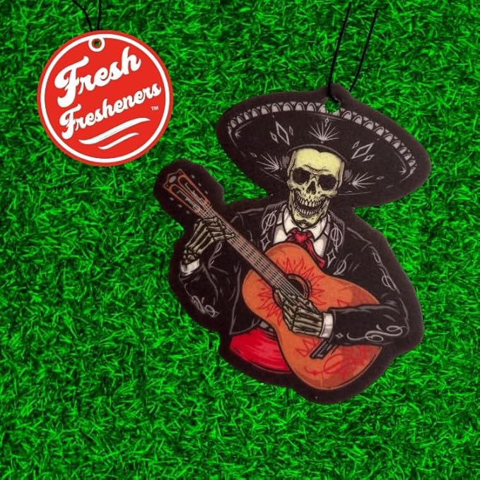 Fresh Fresheners Cute Funny and Aesthetic Car Air Fresheners 4-pack Scented With Premium Oils (Mariachi Skull)