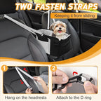 Portable Dog Car Seat for Small Dogs, Booster Seat with Safety Leash & Washable Cushion, Pet Car Seat with Adjustable Straps for Travel - Black&White