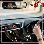 Cherry Car Decor,2pcs Bee Leaf Cherry Car Air Freshener Vent Clips,Cute Retro Sweet Themed DashBoard Decoration Accessories for Women Teens,Refillable Aroma Diffuser