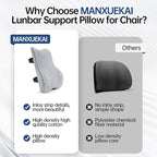 Lumbar Support Pillow for Office Chair, Back Support Pillow with Memory Foam, Relieves Back Pain, Removable Washable Cover & Adjustable Strap, for Car/Gaming Chair,Gift-Light Grey