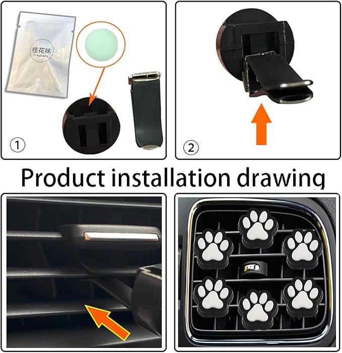 6 Pcs Dog Paw Air Vent Clips, Cute Dog Cat Print Car Air Fresheners Vent Clips Funny Car Decoration Interior Decor Accessories for Women Men