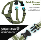 Dog Seat Belt Harness for Car, Dog Car Harness Adjustable Mesh Breathable & Dogs Seatbelt Safety Tether with Elastic Bungee for Small Medium Large Pets(Army Green, L)