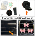 Cute Butterfly Air Vent Clips,3 Pcs Pink Butterfly Car Air Fresheners Vent Clips Long Lasting Diffuser Interior Decor Charm Car Decoration Cute Accessories for Women Girls
