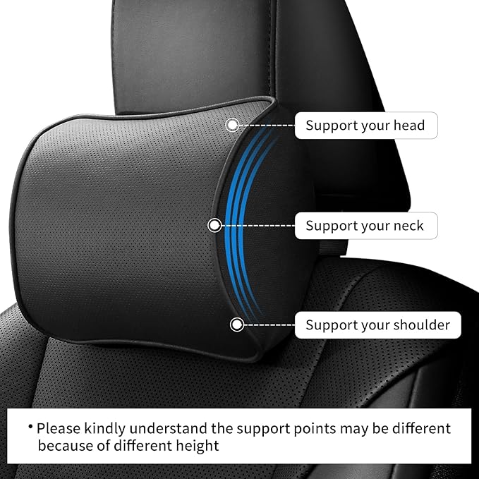 Car Headrest Pillow, Soft Memory Foam Car Neck Pillow with Adjustable Strap, Removable Breathable Cover for Long Drives & Office (Beige, Pack of 1)