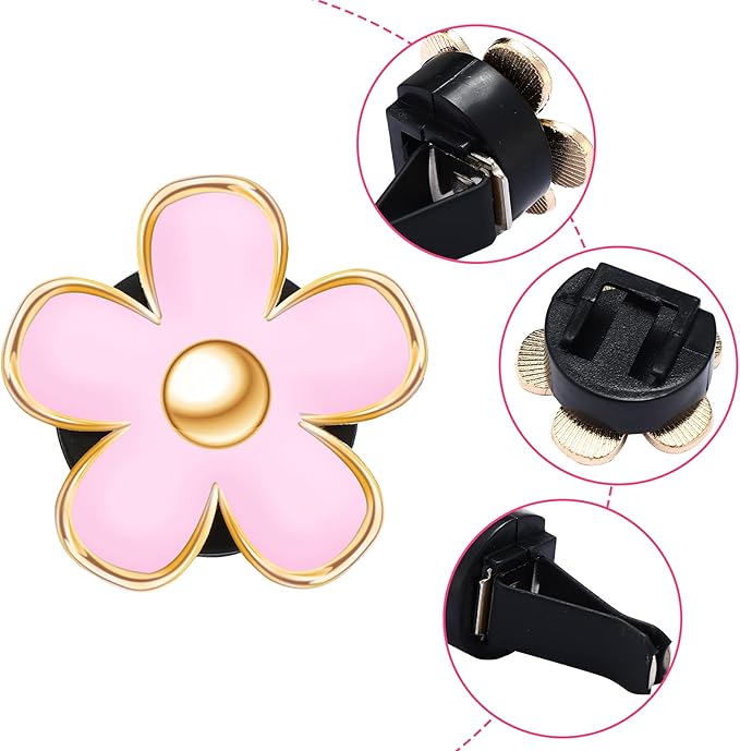 Frienda 8 Pcs Daisy Flower Air Vent Clip Black Pink White Car Accessories Air Conditioning Outlet Clip Freshener Dashboard Accessories Charm Car Inter Decor