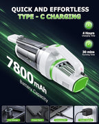 AHNR Handheld Vacuum Cordless, 16000PA Powerful Suction Hand Held Vacuum Dust Busters Cordless Rechargeable with LED Light & 2 HEPA Filters, Portable Car Vacuum Cleaner High Power for Car Home Office