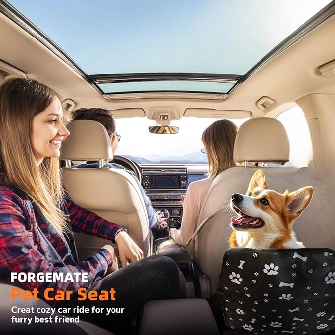 Dog Car Seat for Small Dogs Under 30 lbs - Easy to Clean, Dirt Resistant & Anti-Scratch Durable with Storage Pockets, Compatible with Dog seat Belt, Cold Pat Optional(Coffee+pat)