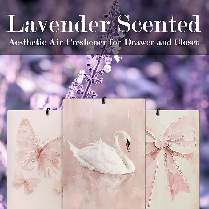 Vintage Pink Butterfly Swan Lavender Car Air Freshener 3Pcs, Coquette Preppy Bow Swan Moth Scents Air Freshener for Women Girls, Cute Girly Car Accessories Interior Mirror Decor Hanging