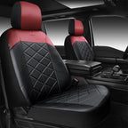 CAR PASS Nappa Leather Waterproof Car Seat Covers Two Front Seats, 3D Foam Automotive Seat Covers with Memory Foam, Universal Fit for Cars SUV Trucks Sedan, Airbag Compatible, Black Red Wine Burgundy
