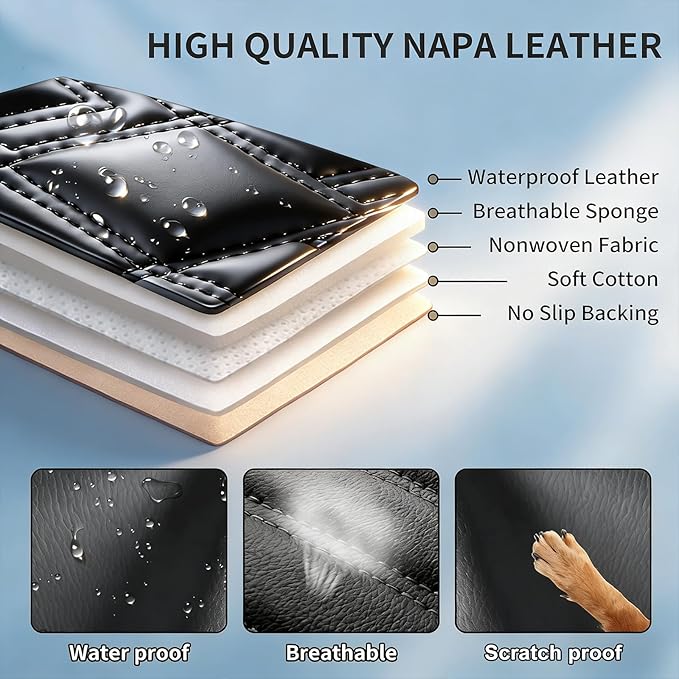 Fit for Sonata Car Seat Covers Compatible with Hyundai Sonata 2004-2026-Waterproof Breathable Leather Automotive Seat Cushions Protector, Airbag Compatible, Full Set 5 Seats(Redline)
