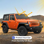 GENANY Black Windshield Sun Shade for Jeep (53X17 Inches), Sun Shade Windshield, Shades for Front Windows, Protector Blocks UV, Car Decor