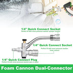 DUSICHIN Foam Cannon Pressure Washer Gun Kit 4000 PSI Double Tip Attachment, Dual-Connector Accessory Soap Cannon,Car Wash Foam Gun Snow Foam Lance 1/4 Inch Quick Connector,7 Sprayer Nozzles DUS2904