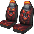 Halloween Red Skull Car Seat Covers Elastic Fabrics Breathable Car Seat Cover Easy to Install Auto Interior Accessories 2 Pcs Set for SUV, Vans,Sedan,Truck