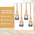 uxcell 4pcs Hanging Car Air Freshener Perfume Bottle, 8ml Pendant Empty Clear/Black Glass Essential Oil Aromatherapy Diffuser with Wooden Cap for Car Decor (Clear/Black, Rhombus)