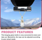 5 pcs Car Hanging Empty Glass Perfume Bottles Pendant Bottle, DIY Air Freshener Pendant, Empty Clear Glass Essential Diffuser Oil Aromatherapy, Glass Bottle Decor (Cylindrical)