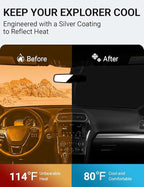 Proadsy 2026 Upgrade Front Windshield Sun Shade Foldable Sunshade Protector Custom Sun Visor Fit 2016-2019 Ford Explorer SUV ST XLT Limited Platinum Accessories