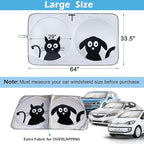 IC ICLOVER Car Windshield Sunshade with Pet Design, Cute Cartoon Design Front Auto Car Windshield Sun Shade Folding Silvering Sun Visor - UV Coating for UV Ray Deflector (Dog & Cat) -Large