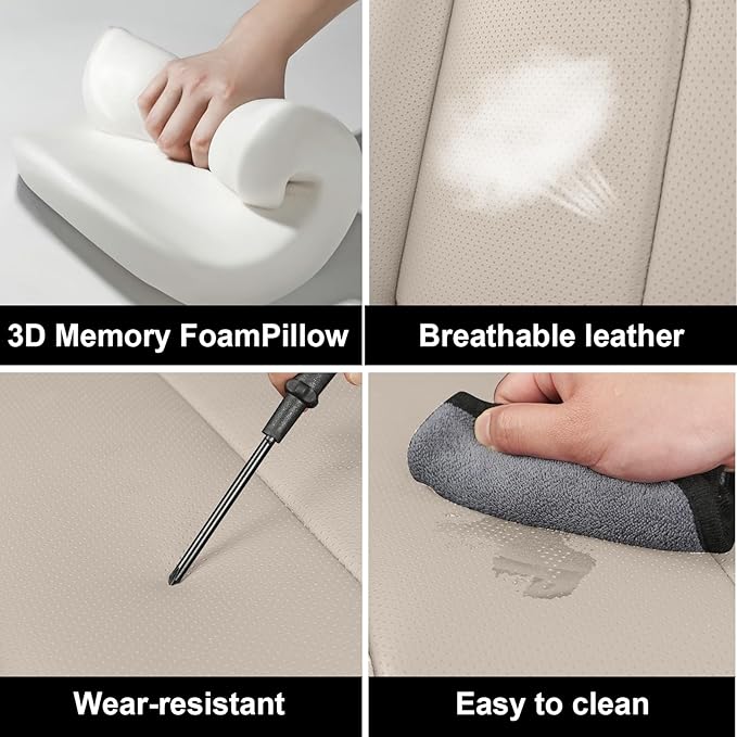 Fit for 98% of Mercedes Benz Car Seat Covers, Premium Nappa Leather Seat Cover, Fully Wrapped Protect Modern Style Seat Cover (5-Seat Standard, Beige & Brown)