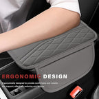Car Center Console Cover, Leather Auto Armrest Cushion Pad with Two Storage Pockets, Waterproof Arm Rest Box Mat Protective Cover for Sedan SUV Truck, Car Accessories (Gray)